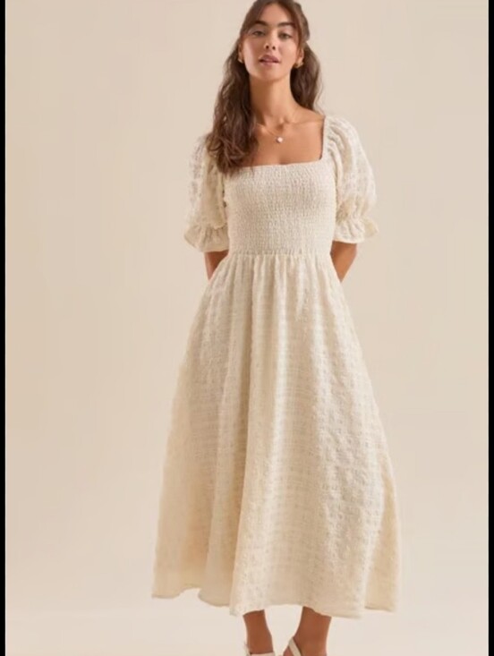 Altar'd State Dresses & Skirts - Altar'd State Dress Size S White Creamaxi Princess Cottagecore Lined Puff Sleeve